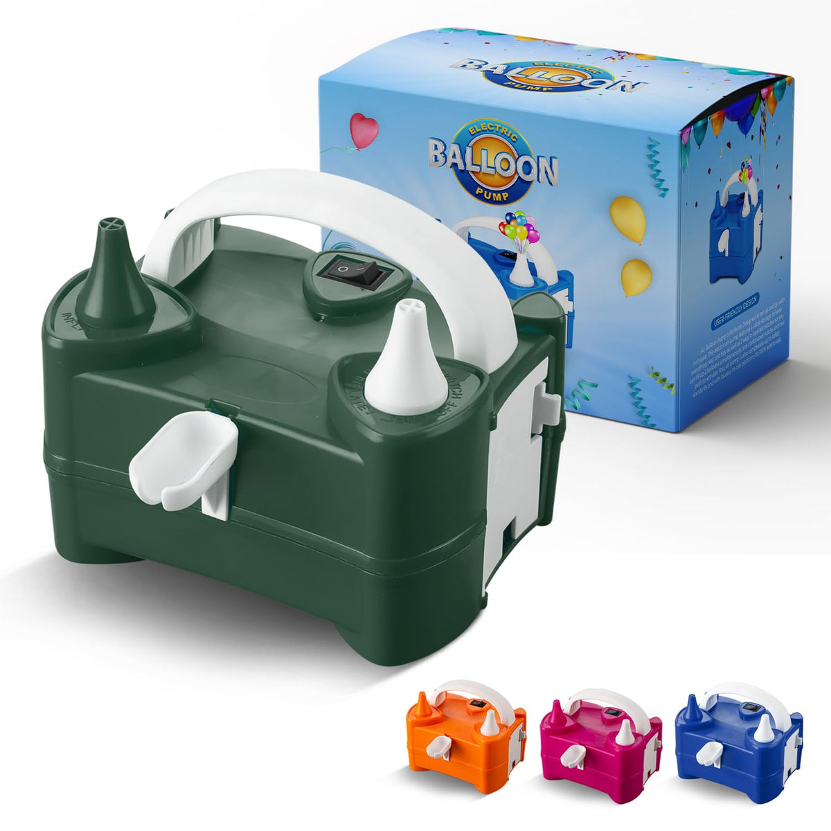 Roe Tenpo Electric Balloon Pump UK, Portable Dual Nozzle Balloon Inflator 220v-240v 600w, Air Balloon Pump for Outdoor Recreations