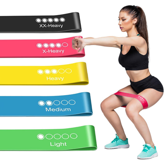Roe Tenpo Resistance Bands Set of 5 – Skin-Friendly Exercise Bands for Men & Women, 5 Resistance Levels for Legs, Glutes, Arms, Pilates, Home Gym & Yoga Workouts
