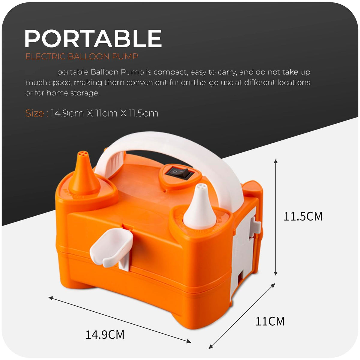 Roe Tenpo Electric Balloon Pump UK, Portable Dual Nozzle Balloon Inflator 220v-240v 600w, Air Balloon Pump for Outdoor Recreations