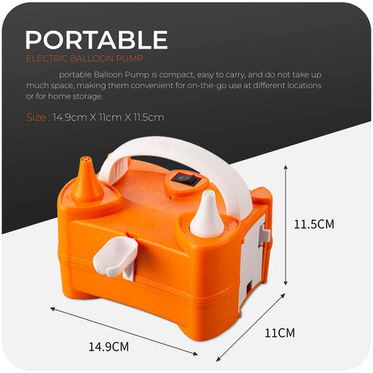 Roe Tenpo Electric Balloon Pump UK, Portable Dual Nozzle Balloon Inflator 220v-240v 600w, Air Balloon Pump for Outdoor Recreations