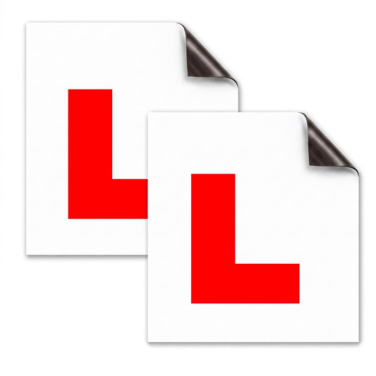 Roe Tenpo L Plates Magnetic, 2 Pack Learner Plates Magnetic - Easy to Apply & Remove Magnetic L Plates for Car - Extra Strong, Durable & Weatherproof - Ideal for Learner Drivers (2 Pack L-Plates)