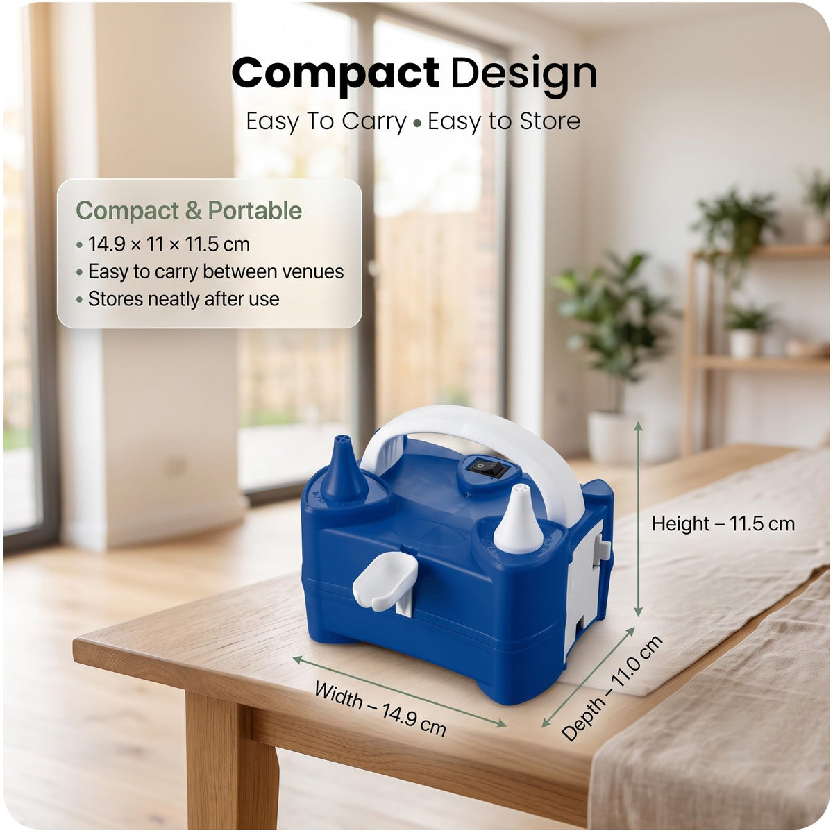Active 100 Electric Balloon Pump, Portable Dual Nozzle Air Pump for Balloons 220v-240v 600w, Balloon Machine for Bulk Balloons Filling, Balloon Pump for Outdoor Recreations