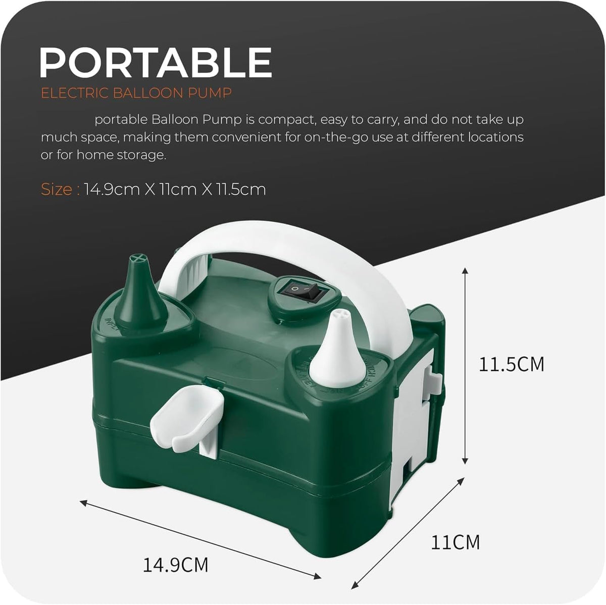 Roe Tenpo Electric Balloon Pump UK, Portable Dual Nozzle Balloon Inflator 220v-240v 600w, Air Balloon Pump for Outdoor Recreations