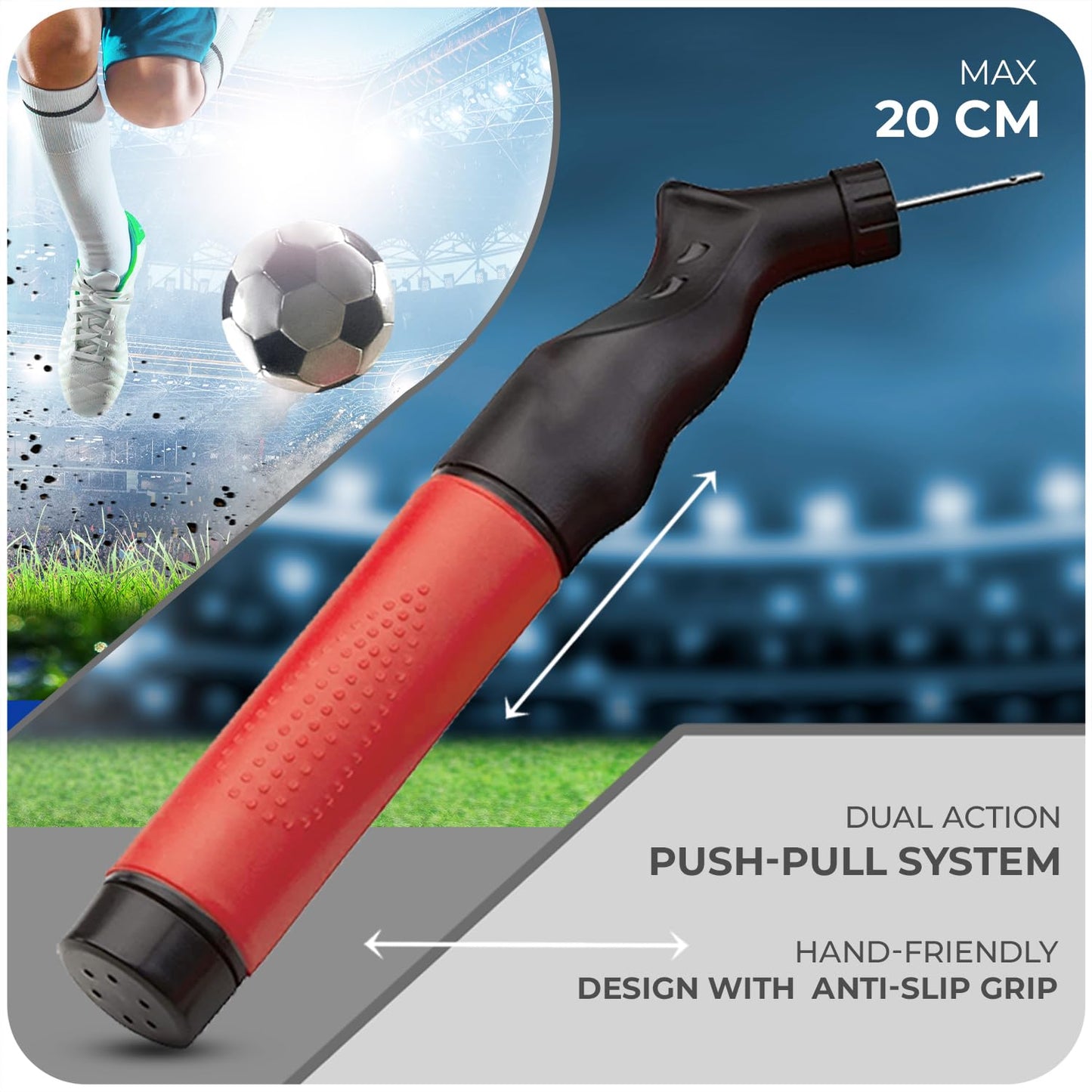 Roe Tenpo Portable Sports Ball Pump with 5 Needles