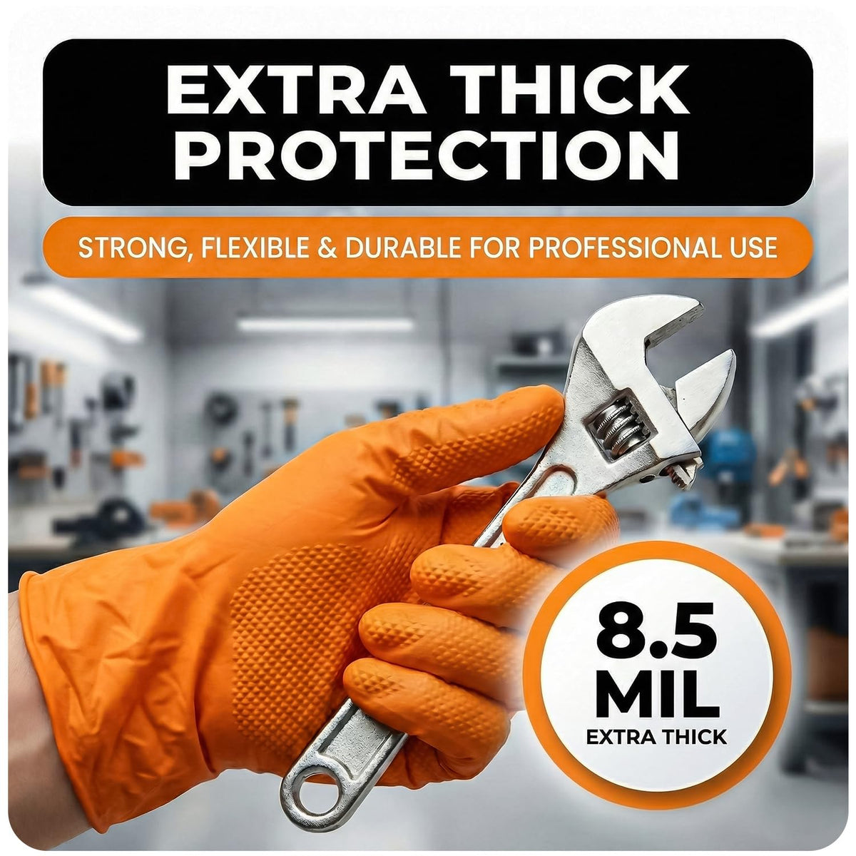The Real Touch Nitrile Gloves, Count, Heavy-Duty Disposable Mechanic Gloves, Diamond Textured, Latex & Powder-Free, Non-Slip, Extra Thick, Ideal for Automotive, Industrial Tasks