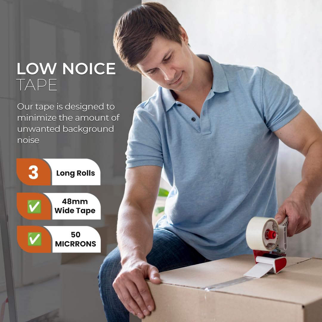 Stick Well Clear Parcel Tape, 48mm X 66m, Strong Heavy Duty & Low Noise Packing Tape for Packing Boxes, Moving Boxes, and Secure Packaging