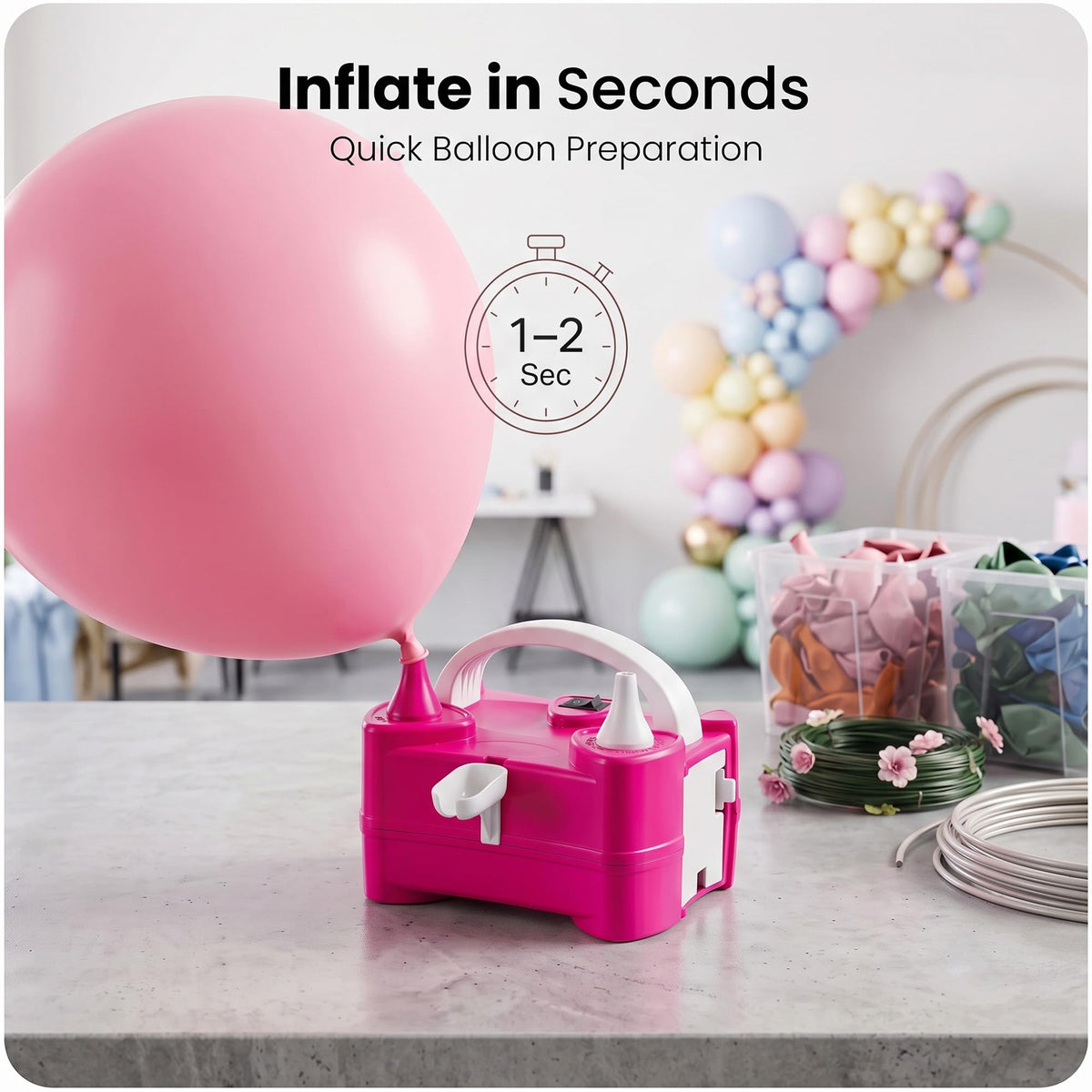 Active 100 Electric Balloon Pump, Portable Dual Nozzle Air Pump for Balloons 220v-240v 600w, Balloon Machine for Bulk Balloons Filling, Balloon Pump for Outdoor Recreations