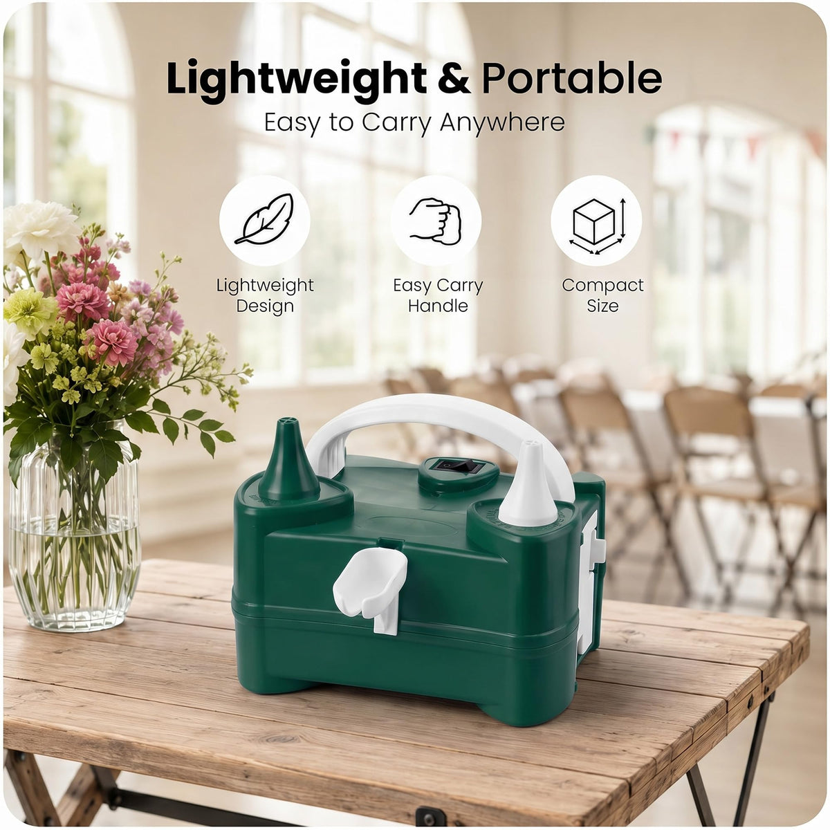 Active 100 Electric Balloon Pump, Portable Dual Nozzle Air Pump for Balloons 220v-240v 600w, Balloon Machine for Bulk Balloons Filling, Balloon Pump for Outdoor Recreations
