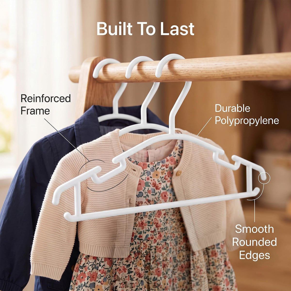 Housezy Baby Clothes Hangers, 36 Pack – Plastic Children's Coat Hangers, Non-Slip, Slim Space Saving Kids Hangers for Dresses, Shirts, Trousers, Skirts & Baby Clothes Storage