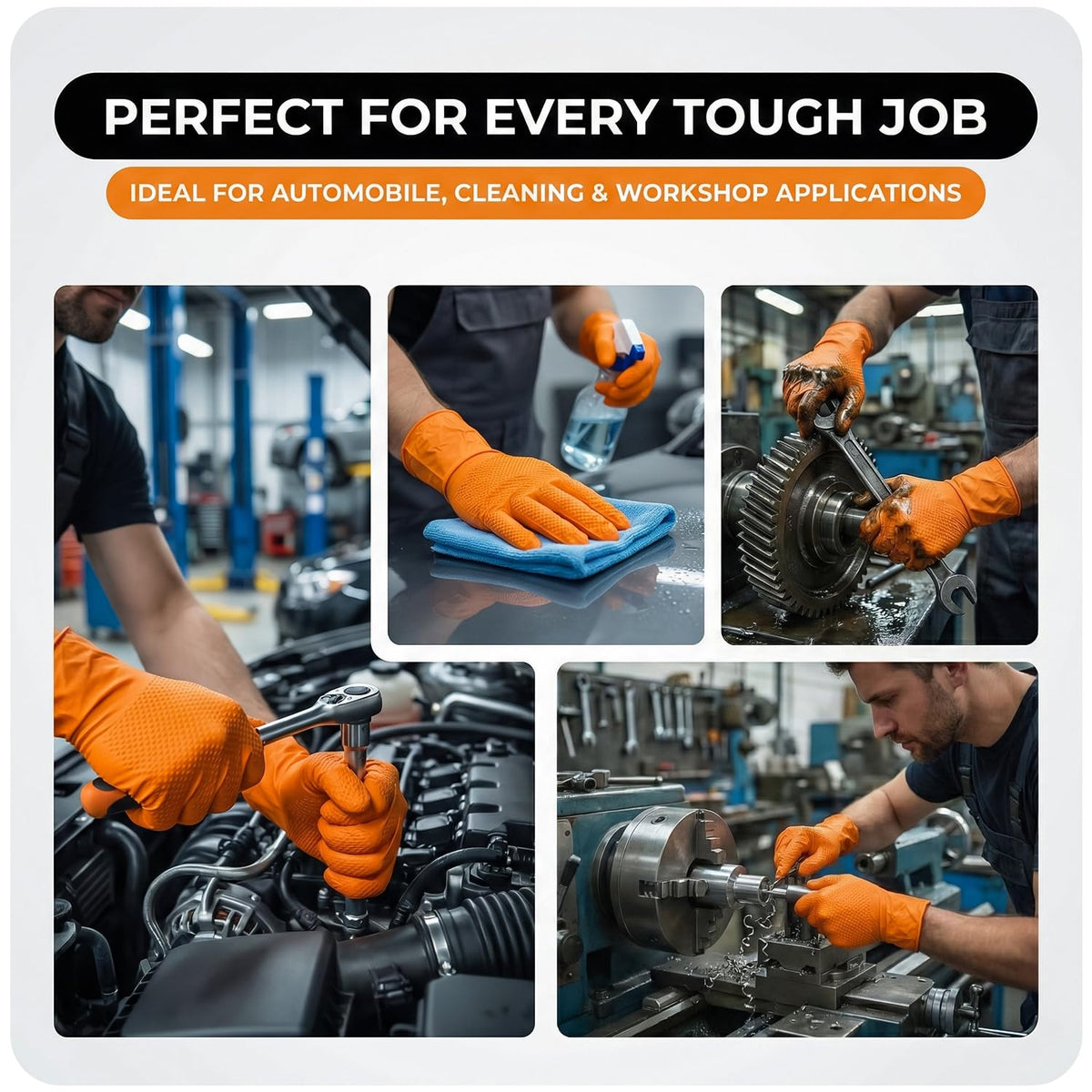 The Real Touch Nitrile Gloves, Count, Heavy-Duty Disposable Mechanic Gloves, Diamond Textured, Latex & Powder-Free, Non-Slip, Extra Thick, Ideal for Automotive, Industrial Tasks