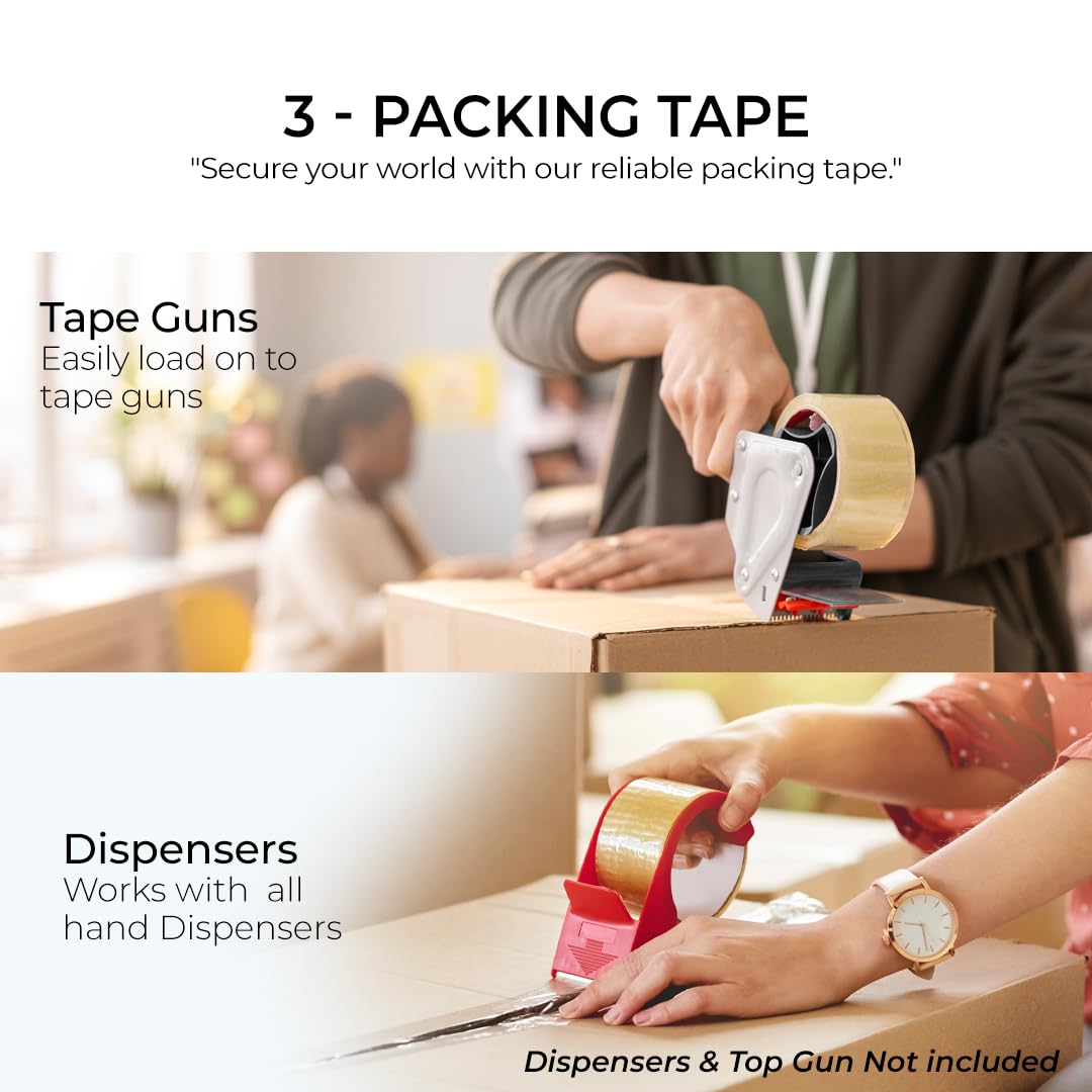 Stick Well Clear Parcel Tape, 48mm X 66m, Strong Heavy Duty & Low Noise Packing Tape for Packing Boxes, Moving Boxes, and Secure Packaging