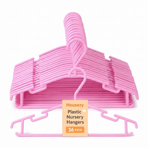 Housezy Baby Clothes Hangers, 36 Pack – Plastic Children's Coat Hangers, Non-Slip, Slim Space Saving Kids Hangers for Dresses, Shirts, Trousers, Skirts & Baby Clothes Storage