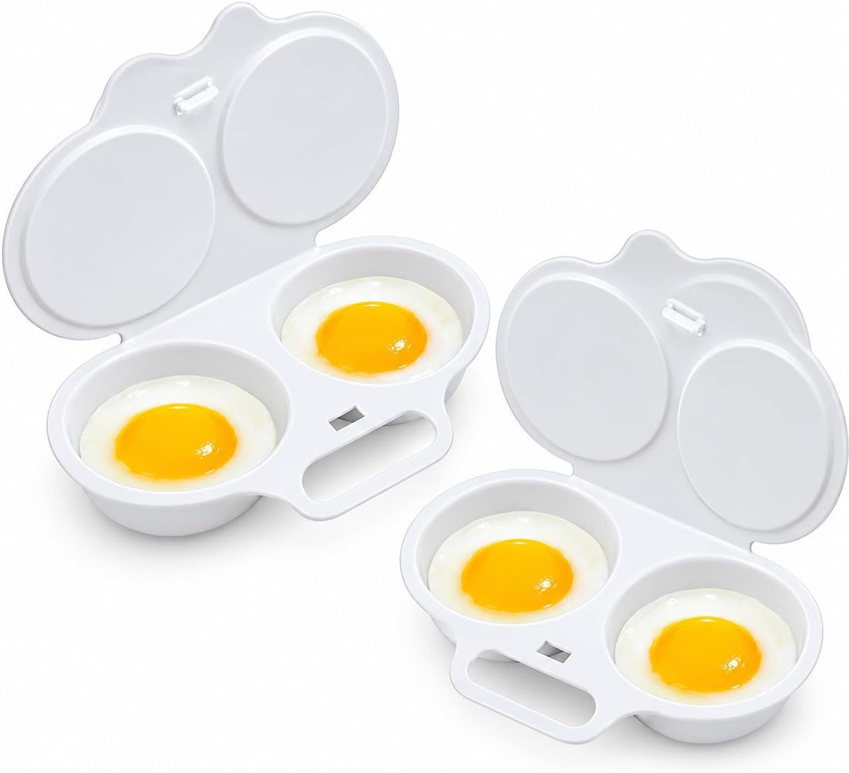 Dubrovnik 2 Pack Microwave Egg Poacher, Dual Egg Cooker with Lid & Handle Non-Stick 2 Egg Poacher for Microwave, Dual Cavity Egg Cooker for Fast Breakfasts, Everyday Kitchen Convenience