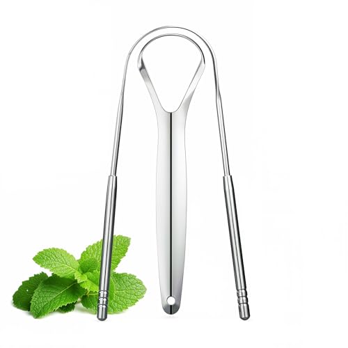 Beverly Healthcare Tongue Scraper -Shaped Tongue Cleaner, Improve Taste and Oral Health, Fresh Breath, Metal Tongue scrapers for Adults & Kids for Fresh Breath & Healthy Mouth