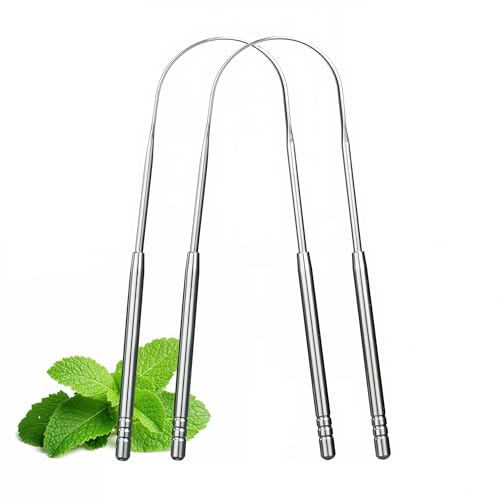 Beverly Healthcare Tongue Scraper -Shaped Tongue Cleaner, Improve Taste and Oral Health, Fresh Breath, Metal Tongue scrapers for Adults & Kids for Fresh Breath & Healthy Mouth