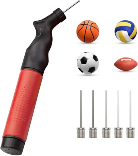 Active 100 Ball Pump with 5 Needles - Quick Push & Pull Inflating System, Compact & Lightweight, Perfect Sports Ball Pump for Football, Basketball, Volleyball, Rugby & More