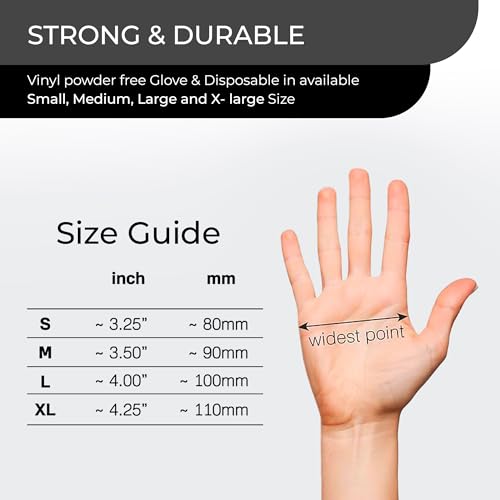 PRAIMA Black Vinyl Gloves, Powder Free & Latex Free, Multi-Purpose Black Disposable Gloves for Food Handling, Cooking, Cleaning & Medical Use