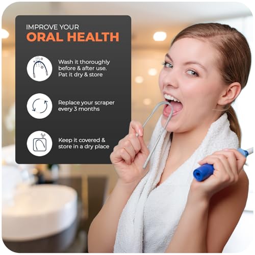 Beverly Healthcare Tongue Scraper -Shaped Tongue Cleaner, Improve Taste and Oral Health, Fresh Breath, Metal Tongue scrapers for Adults & Kids for Fresh Breath & Healthy Mouth