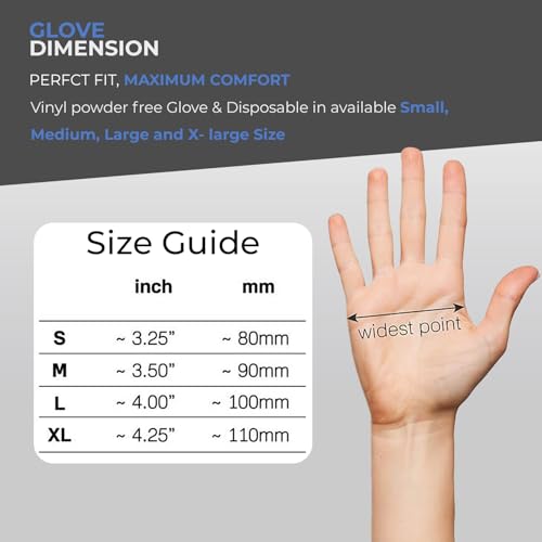 PurGlove Blue Vinyl Disposable Gloves, 100 Count Latex Free, Powder-Free, Puncture-Resistant, Ideal Vinyl Gloves for Cleaning, Hairdressing & Multi-Purpose Use