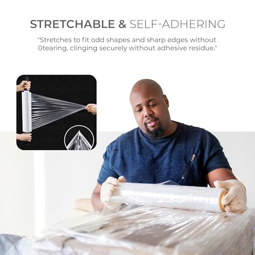 Roe Tenpo Stretch Shrink Wrap Roll - 400mm X 250m, Strong, Water & Moisture Proof, Industrial Strength Cling Film, Plastic Wrap, for Luggage, Pallet Wrap & Packaging