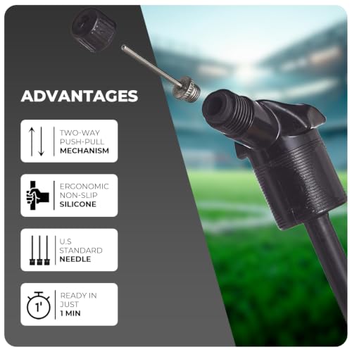 Active 100 Ball Pump with 5 Needles - Quick Push & Pull Inflating System, Compact & Lightweight, Perfect Sports Ball Pump for Football, Basketball, Volleyball, Rugby & More