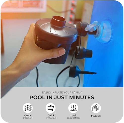 Active 100 Portable Electric Air Pump - Quick Inflate & Deflate, 3 Nozzles, 50W AC/DC (110-240V/12V) - Durable with Overheat Protection - Perfect for Airbed, Pools, and Outdoor Use (UK Plug)