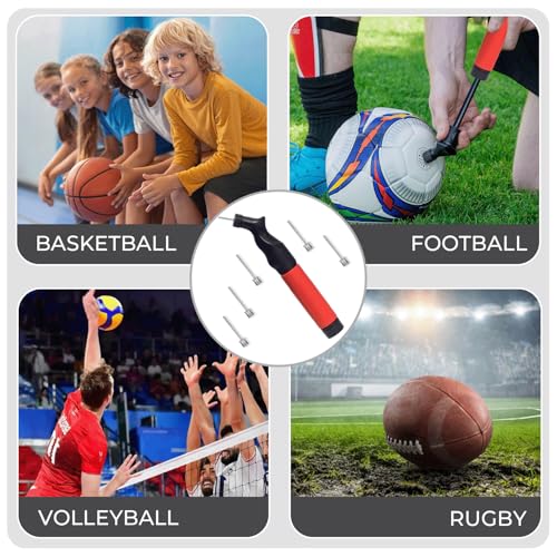 Active 100 Ball Pump with 5 Needles - Quick Push & Pull Inflating System, Compact & Lightweight, Perfect Sports Ball Pump for Football, Basketball, Volleyball, Rugby & More