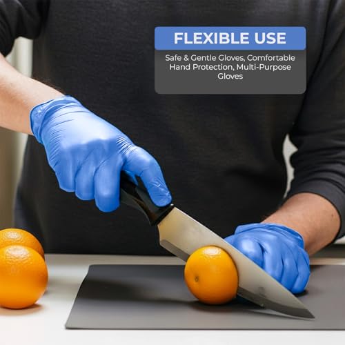 PurGlove Blue Vinyl Disposable Gloves, 100 Count Latex Free, Powder-Free, Puncture-Resistant, Ideal Vinyl Gloves for Cleaning, Hairdressing & Multi-Purpose Use