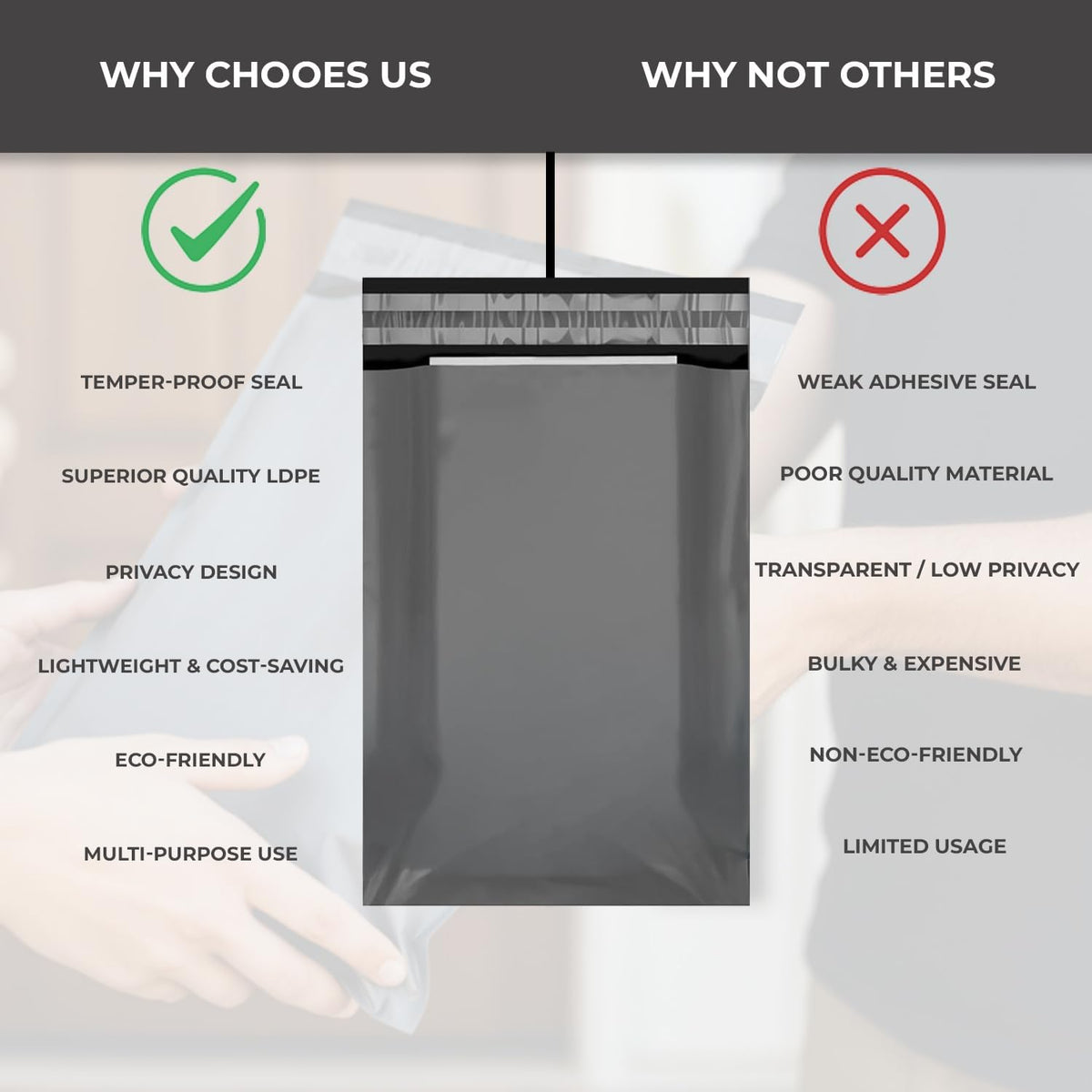 Stick Well Parcel Bags | Tamper-Proof & Waterproof | Self-Seal, Safe & Secure Plastic Packaging | Large Postage Bags for Clothes, Mailing, Shipping & Delivery