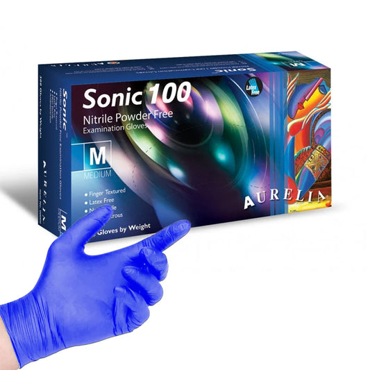 Aurelia Sonic 100 Powder Free Blue Nitrile Gloves- Pack of 100