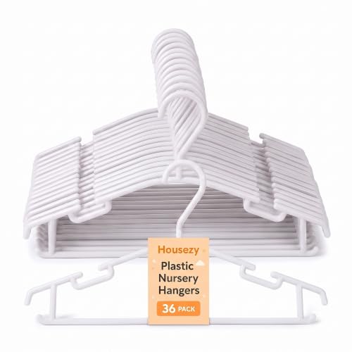 Housezy Baby Clothes Hangers, 36 Pack – Plastic Children's Coat Hangers, Non-Slip, Slim Space Saving Kids Hangers for Dresses, Shirts, Trousers, Skirts & Baby Clothes Storage
